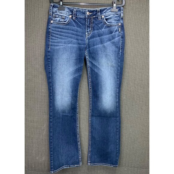Silver Jeans Co. Womens W33/L33 Blue Suki Mid Slim Bootcut Denim Jeans - Picture 1 of 12